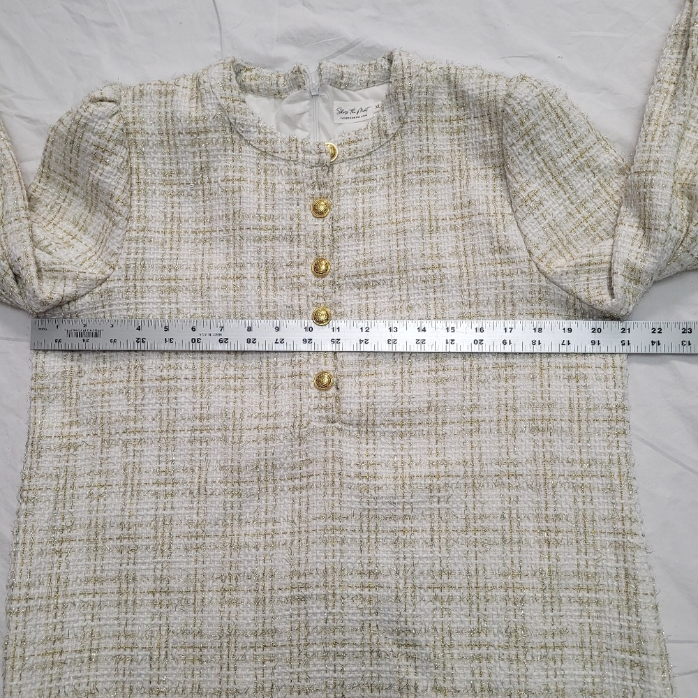 Feeling Like a Queen White Tweed Dress, Size XL - Picture 8 of 9